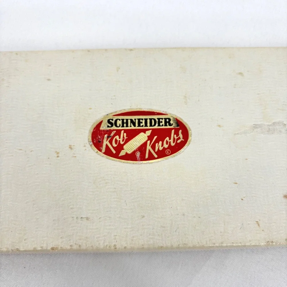 Vintage Schneider Kob-Knobs Corn Holders Red Yellow Set of 8 Original Box Ohio